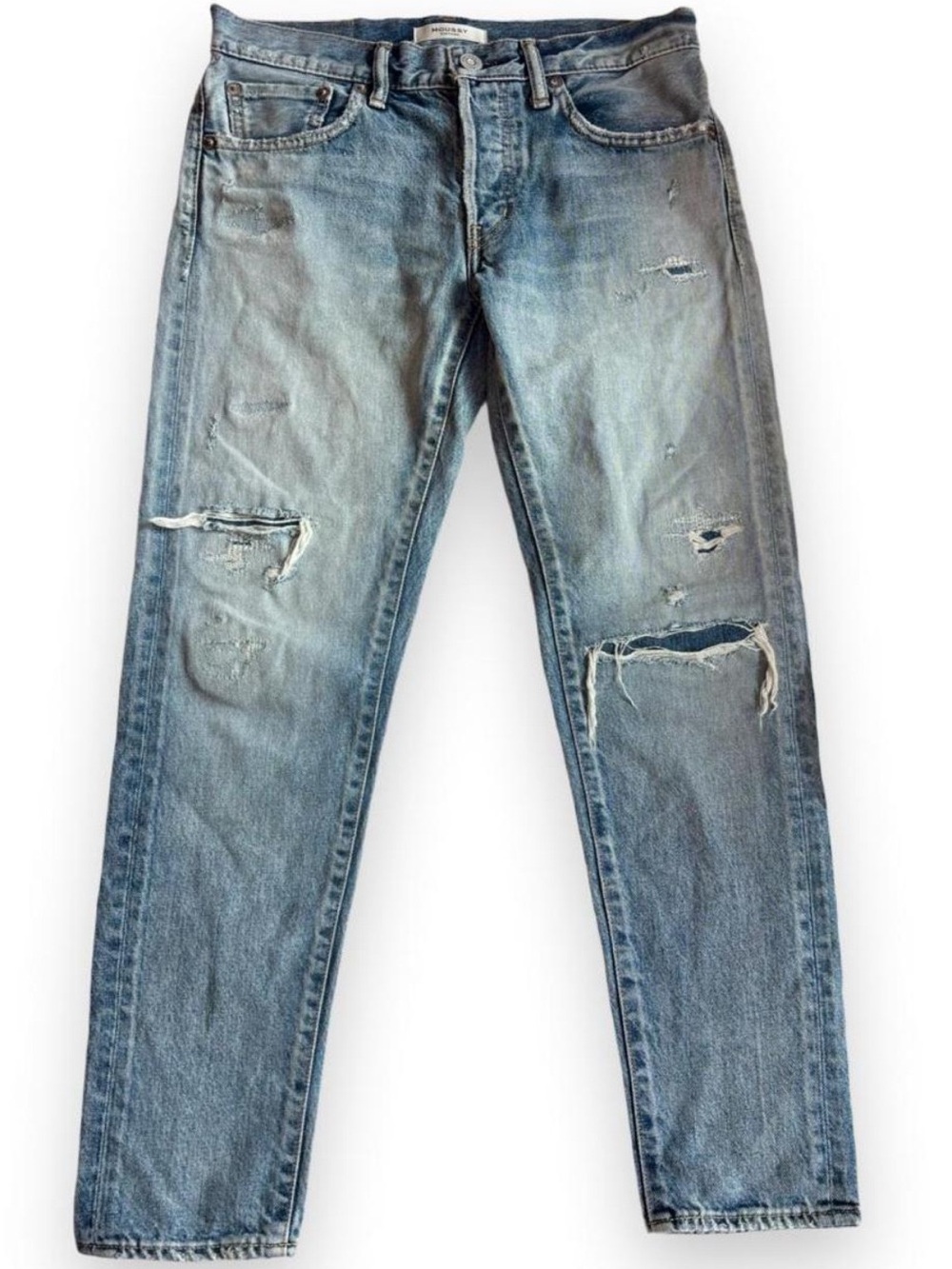 Moussy Vintage Distressed Straight Jeans Light Wash 26